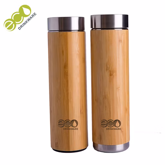 Gobelet en bambou de 500ml, vente en gros en chine, flacon sous vide en acier inoxydable, tasses à café en bambou, tasse en bambou, GB8060